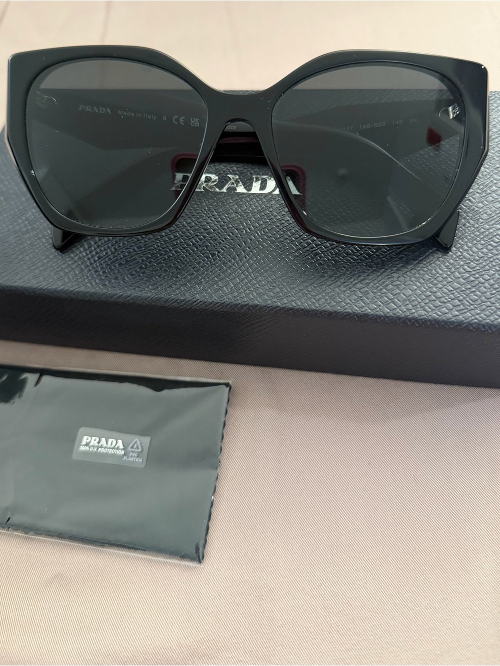 Prada Black Oversized Cat-Eye Sunglasses